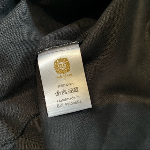 ELF Peony Black Linen Midi Dress, Sz XXL - Picture 15 of 15